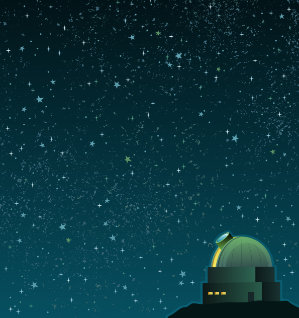 Observatory on hill against starry sky